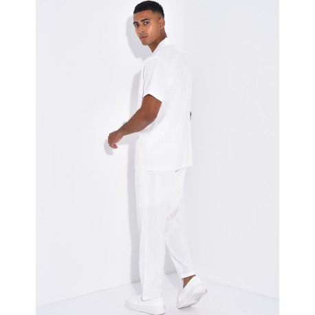 Ensemble pantalon et chemise effet chiné