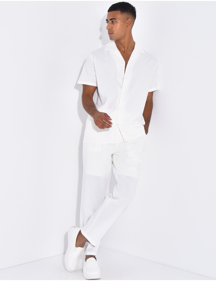 Ensemble pantalon et chemise effet chiné