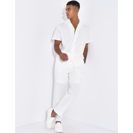 Ensemble pantalon et chemise effet chiné