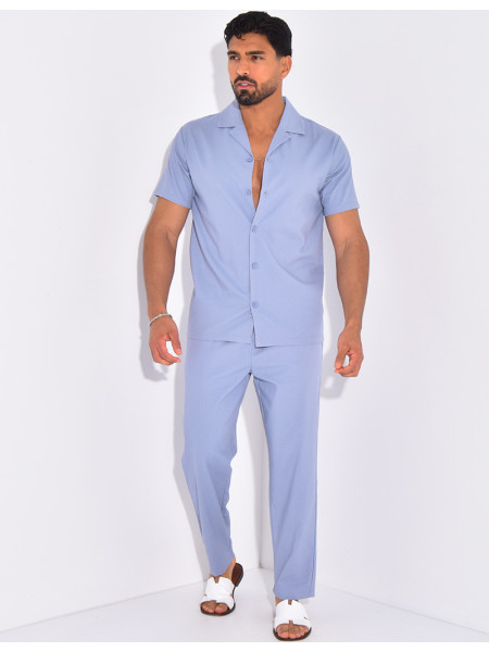 Ensemble pantalon et chemise effet chiné