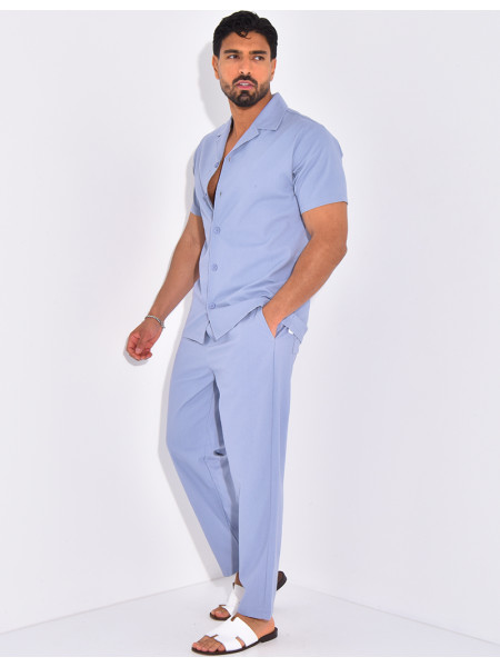Ensemble pantalon et chemise effet chiné