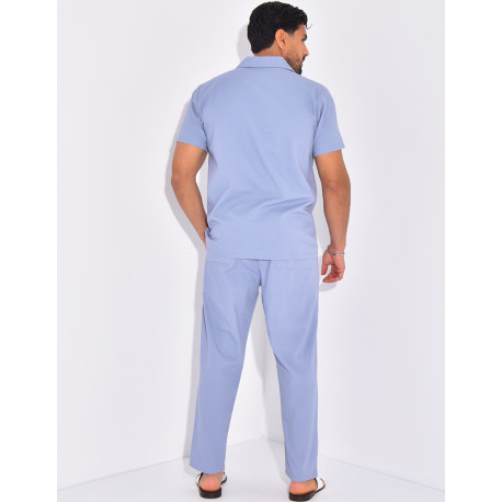 Ensemble pantalon et chemise effet chiné