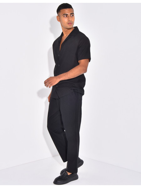 Ensemble pantalon et chemise effet chiné