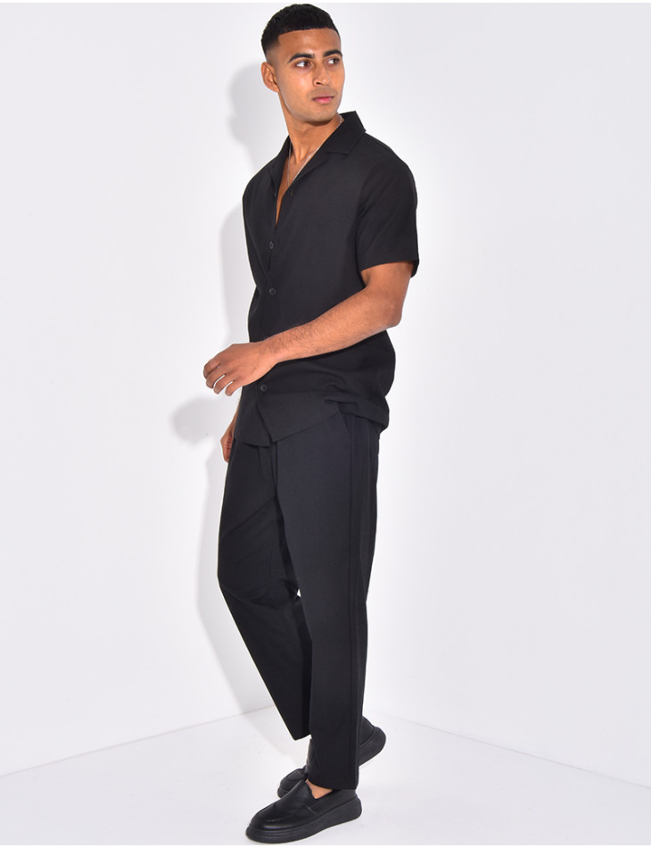 Ensemble pantalon et chemise effet chiné