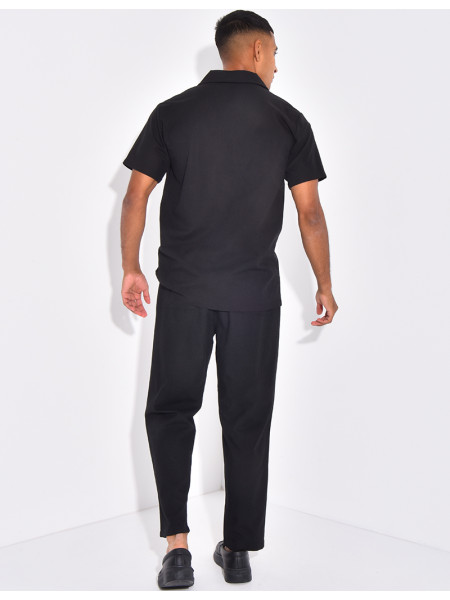 Ensemble pantalon et chemise effet chiné