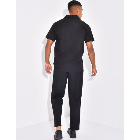 Ensemble pantalon et chemise effet chiné