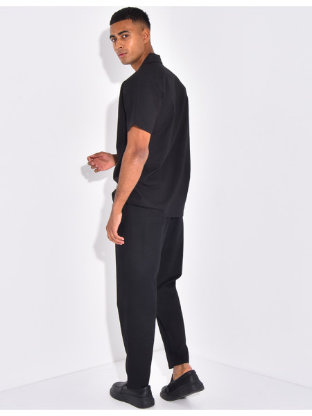 Ensemble pantalon et chemise effet chiné