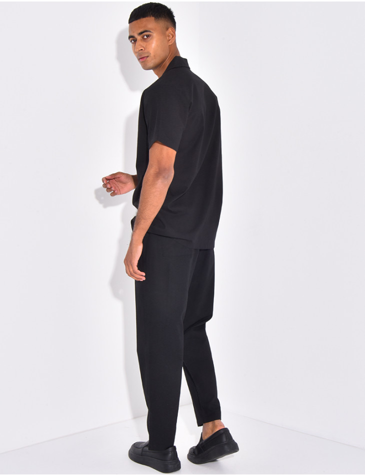 Ensemble pantalon et chemise effet chiné