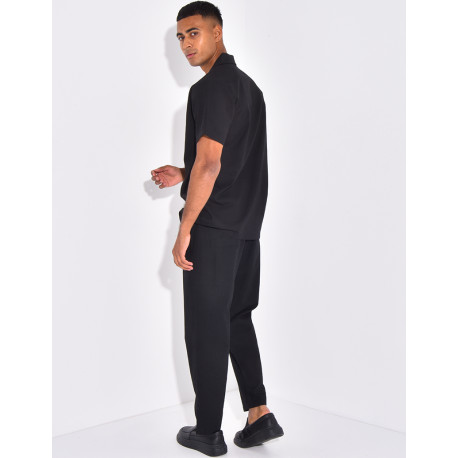 Ensemble pantalon et chemise effet chiné