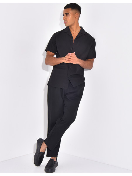 Ensemble pantalon et chemise effet chiné