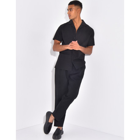 Ensemble pantalon et chemise effet chiné