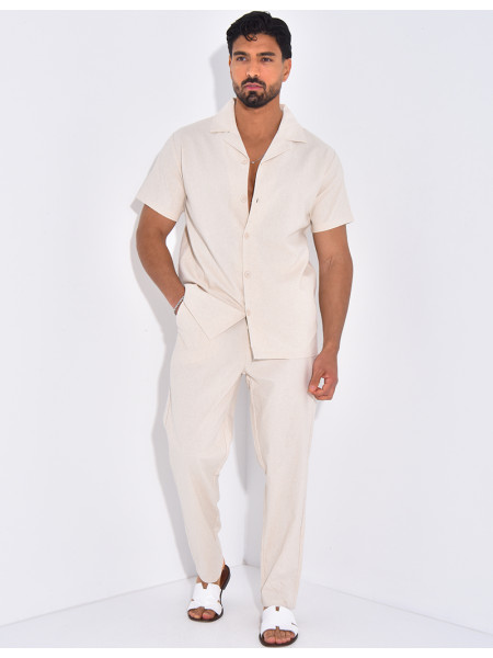 Ensemble pantalon et chemise effet chiné