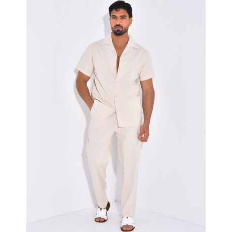 Ensemble pantalon et chemise effet chiné