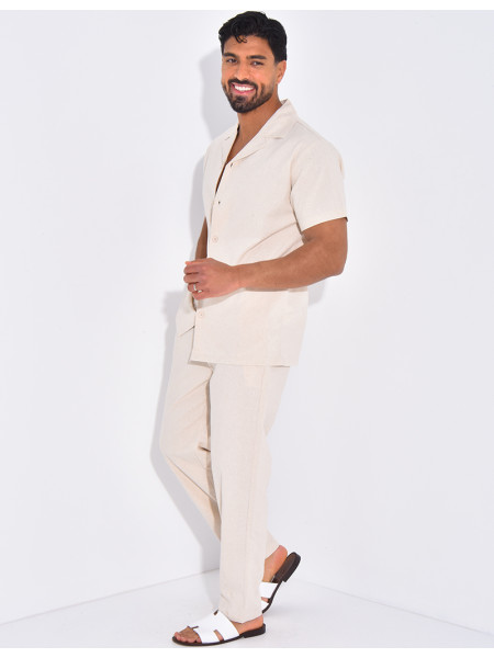 Ensemble pantalon et chemise effet chiné