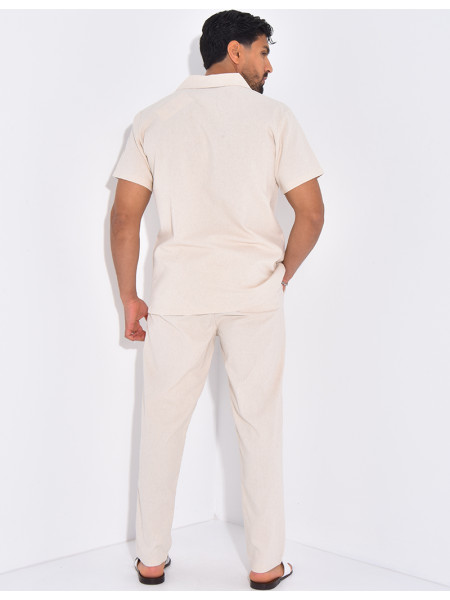 Ensemble pantalon et chemise effet chiné