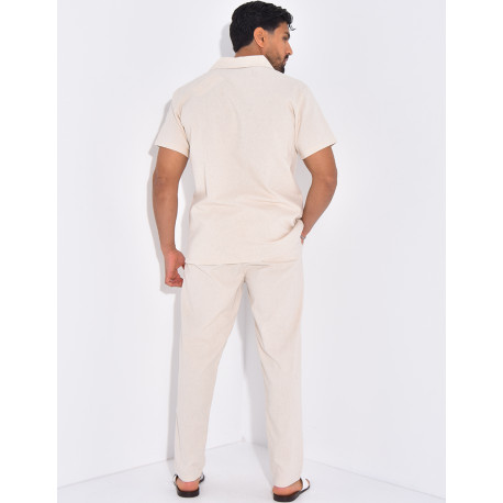 Ensemble pantalon et chemise effet chiné