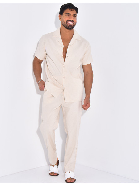 Ensemble pantalon et chemise effet chiné