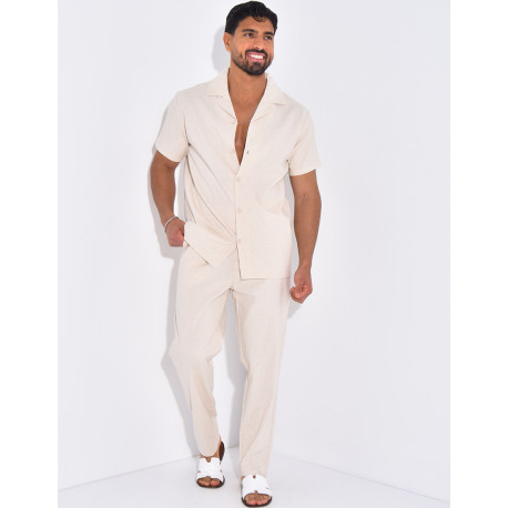 Ensemble pantalon et chemise effet chiné