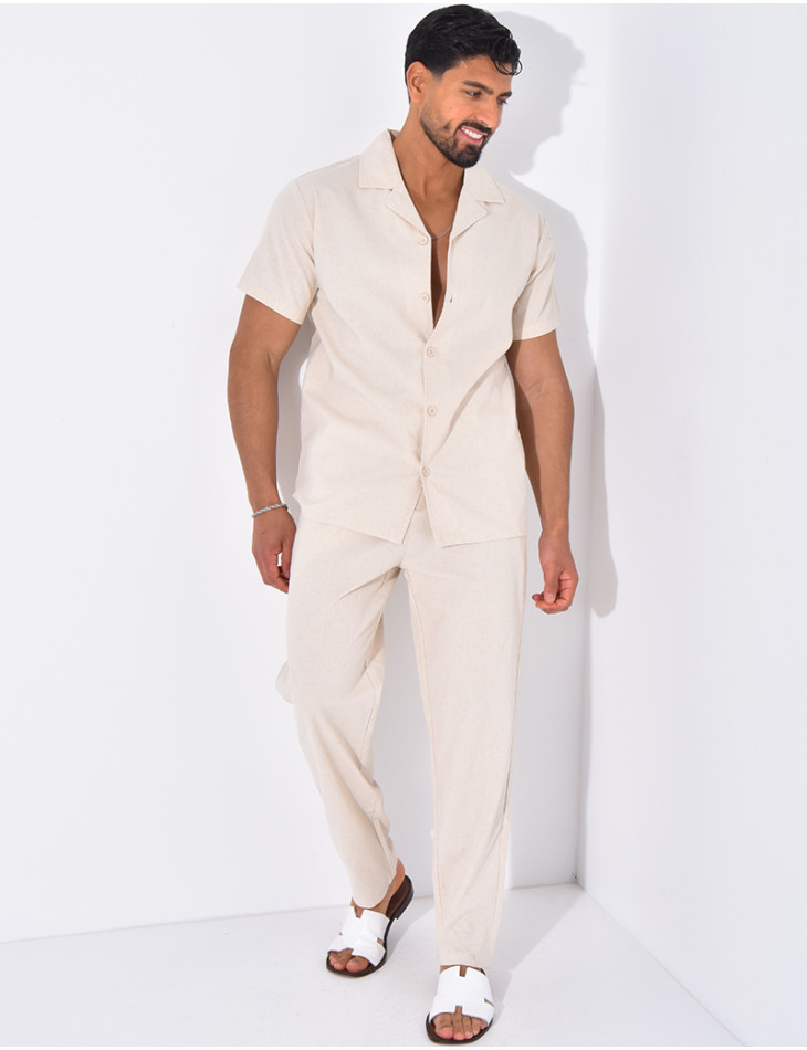 Ensemble pantalon et chemise effet chiné
