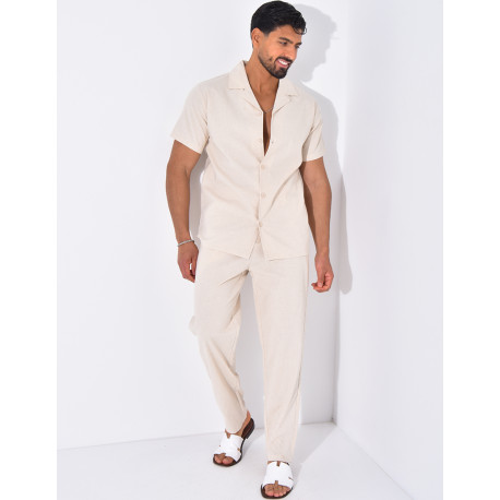 Ensemble pantalon et chemise effet chiné