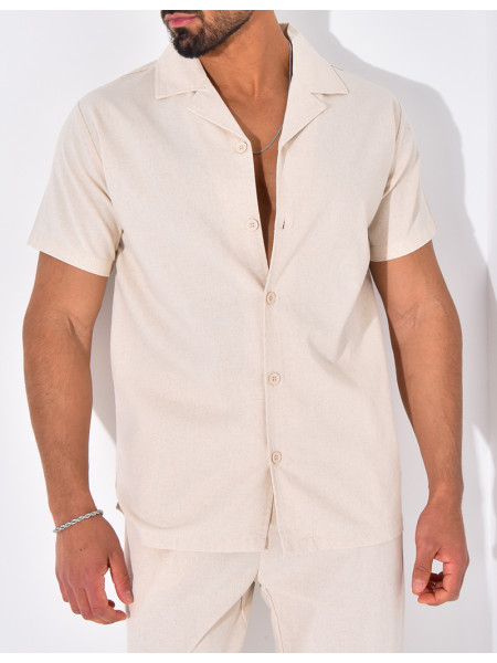 Ensemble pantalon et chemise effet chiné