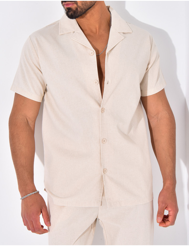 Ensemble pantalon et chemise effet chiné