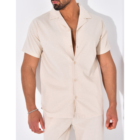 Ensemble pantalon et chemise effet chiné