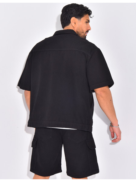 Ensemble en jeans short et chemise manches courtes