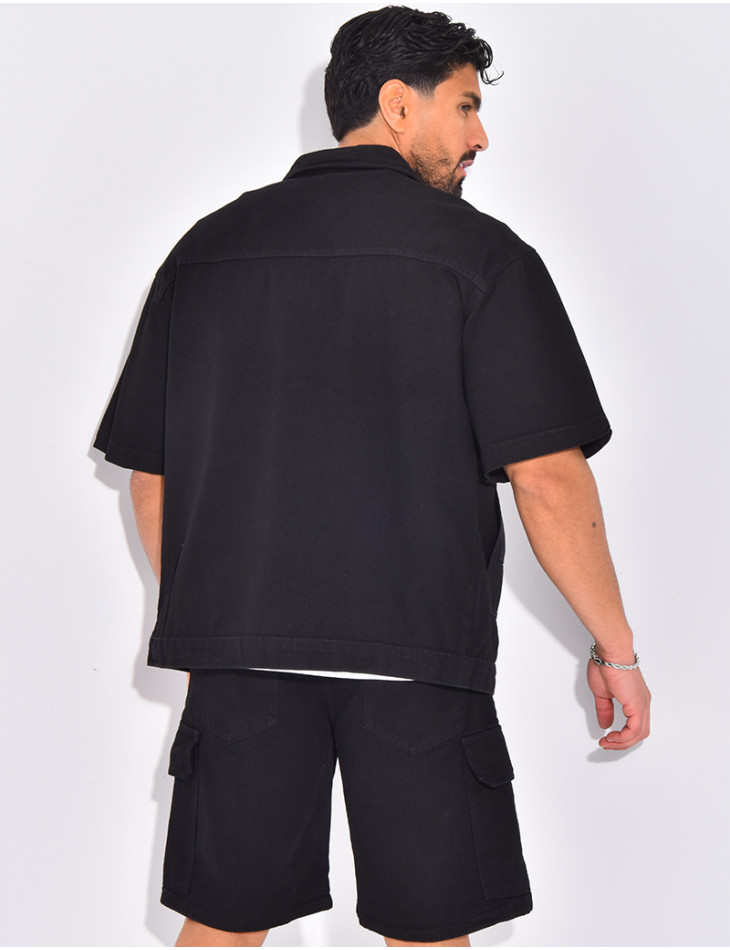 Ensemble en jeans short et chemise manches courtes