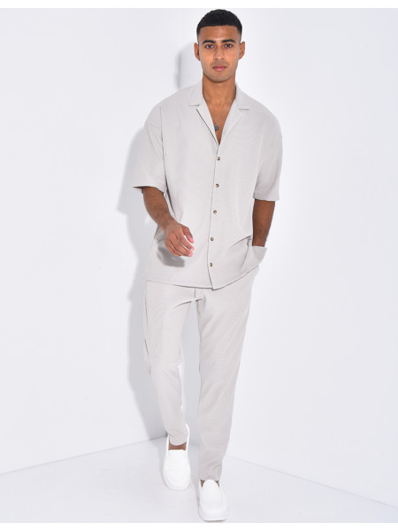 Ensemble pantalon et chemise plissé