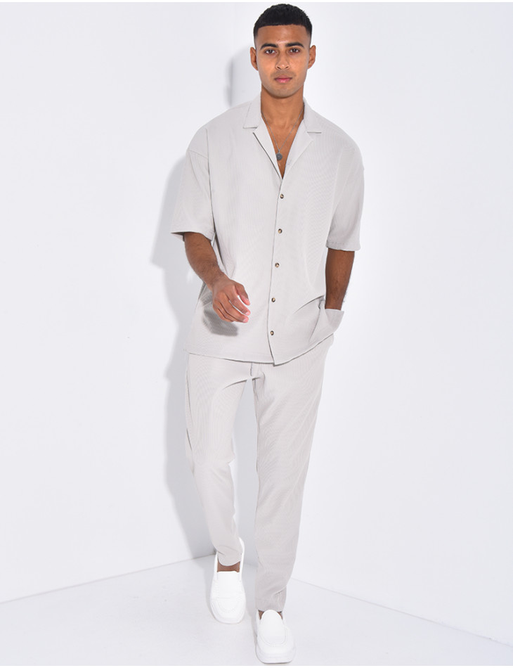 Ensemble pantalon et chemise plissé