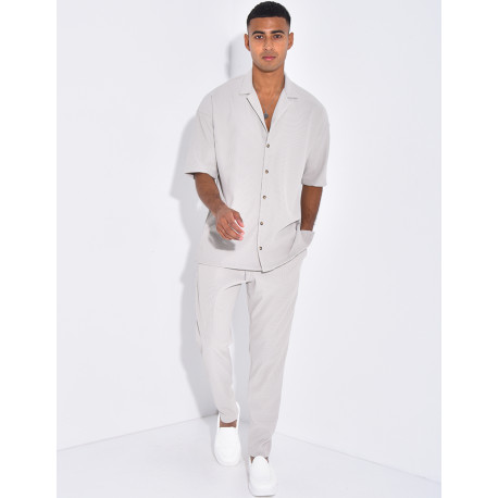 Ensemble pantalon et chemise plissé