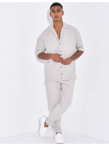 Ensemble pantalon et chemise plissé