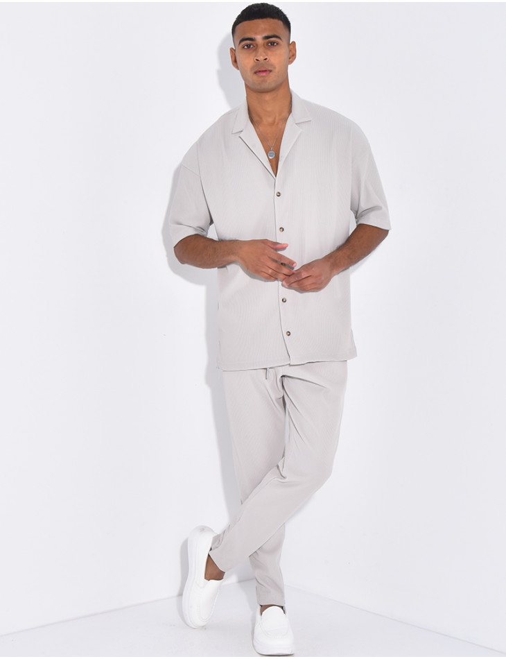 Ensemble pantalon et chemise plissé