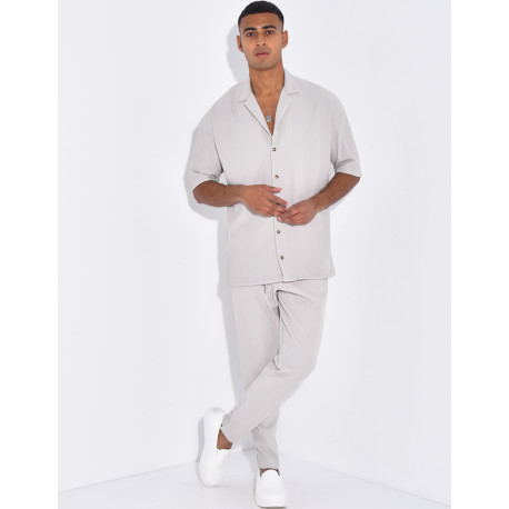 Ensemble pantalon et chemise plissé