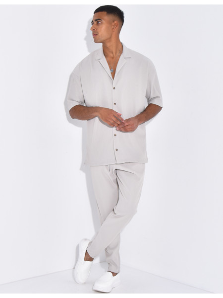 Ensemble pantalon et chemise plissé