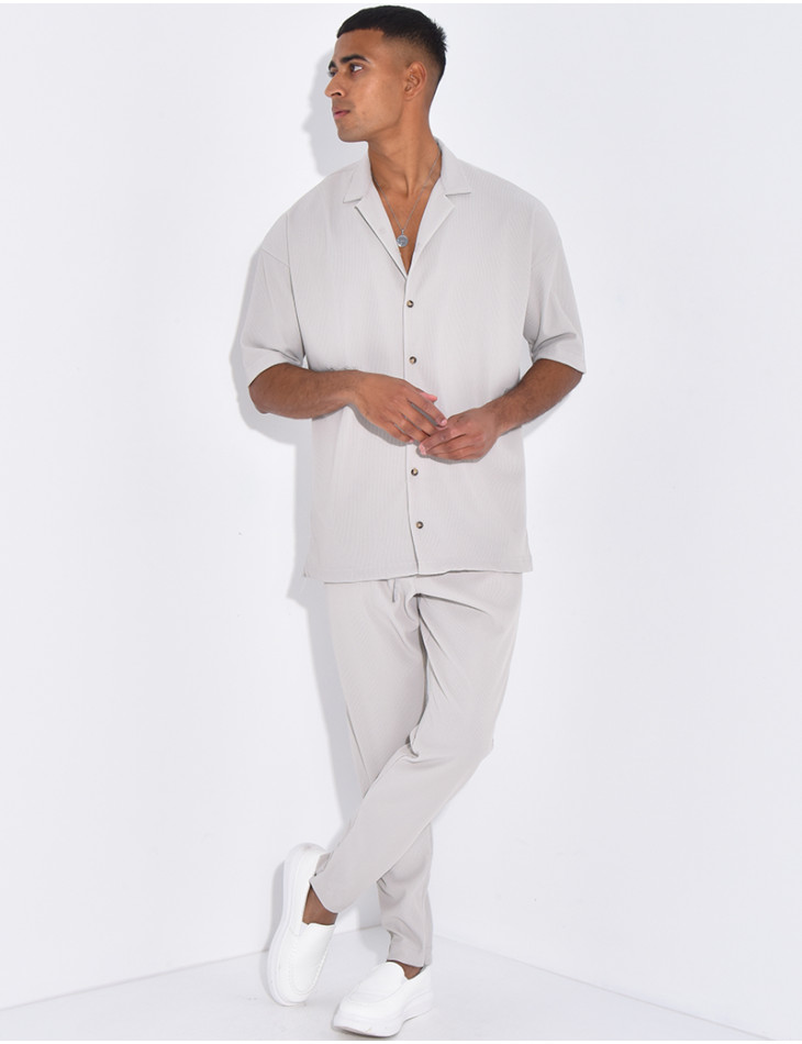 Ensemble pantalon et chemise plissé