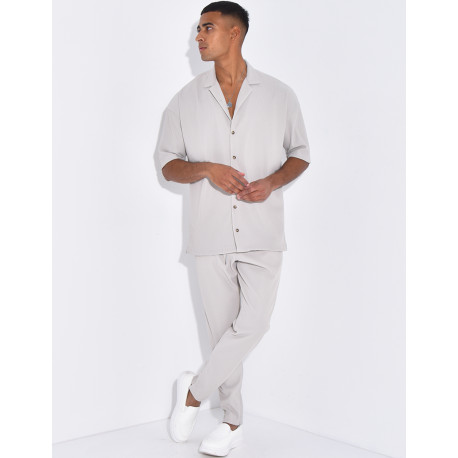 Ensemble pantalon et chemise plissé