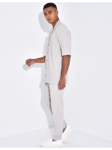 Ensemble pantalon et chemise plissé