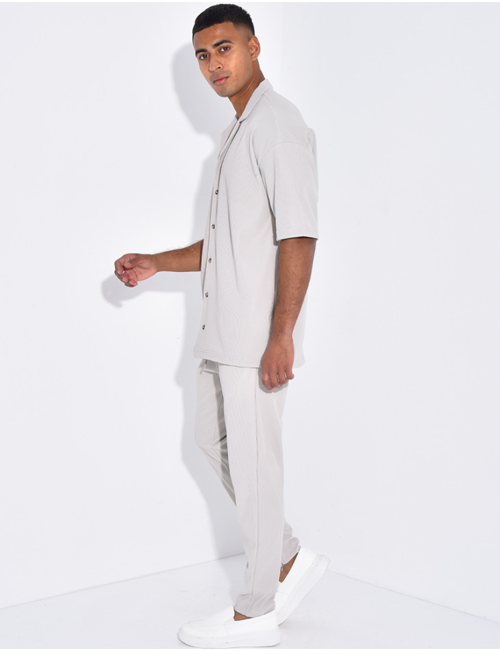 Ensemble pantalon et chemise plissé