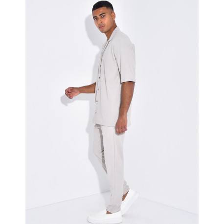 Ensemble pantalon et chemise plissé
