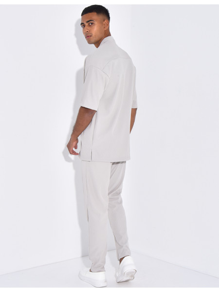Ensemble pantalon et chemise plissé