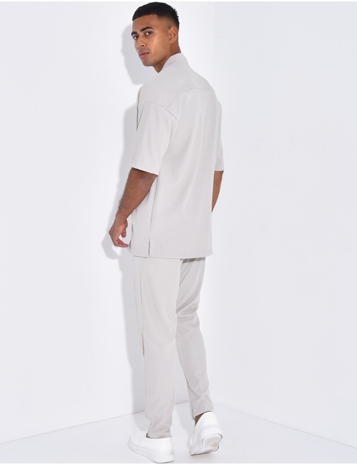 Ensemble pantalon et chemise plissé