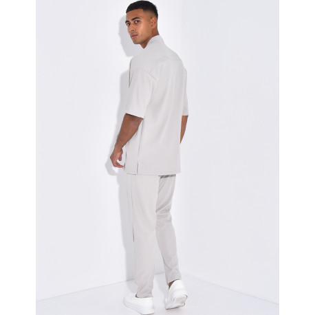 Ensemble pantalon et chemise plissé