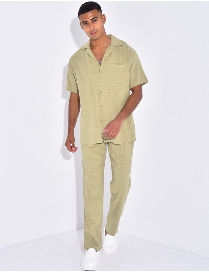 Ensemble pantalon et chemise en lin