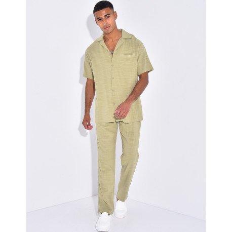 Ensemble pantalon et chemise en lin