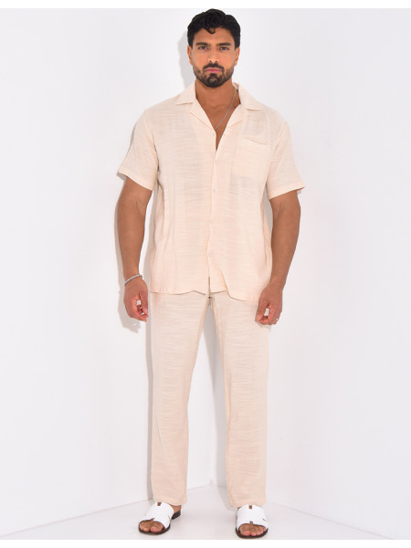 Ensemble pantalon et chemise en lin