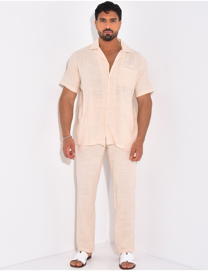 Ensemble pantalon et chemise en lin