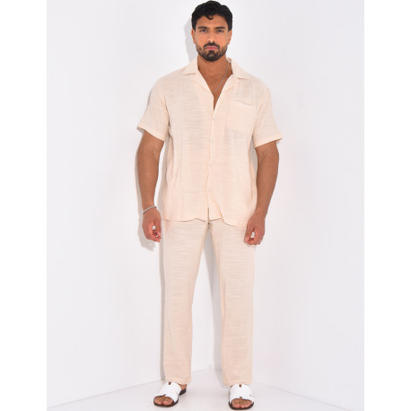 Ensemble pantalon et chemise en lin