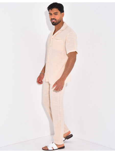 Ensemble pantalon et chemise en lin
